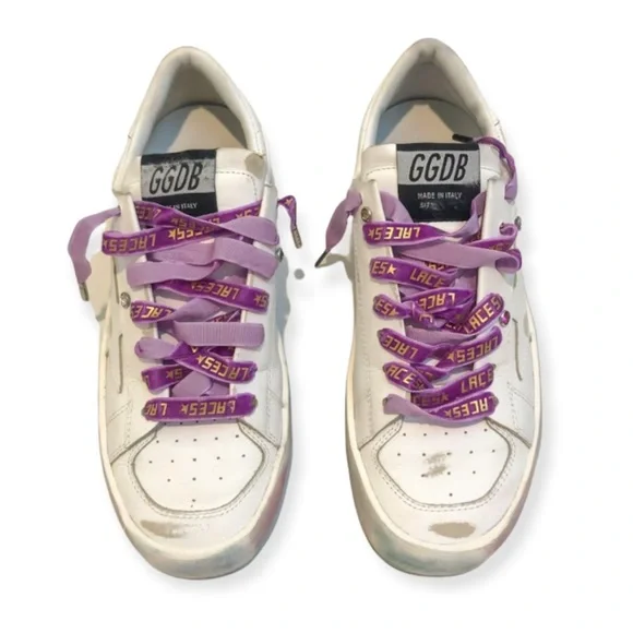 RARE Golden Goose Stardan Customized Embellished Platform Leather Sneakers 35 - Picture 3 of 9